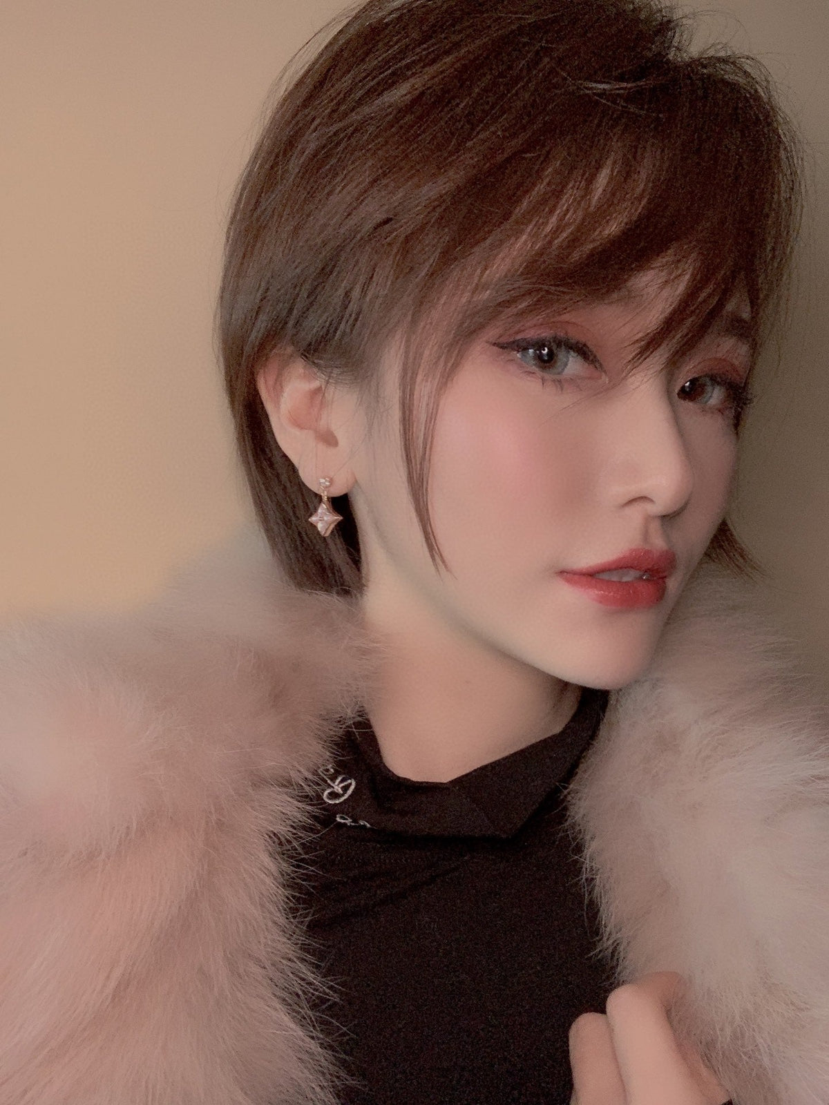 ¡®Aura Jewels¡¯DOUBLE STAR PINK GOLD MOP DROP EARRINGS