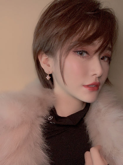 ¡®Aura Jewels¡¯DOUBLE STAR PINK GOLD MOP DROP EARRINGS