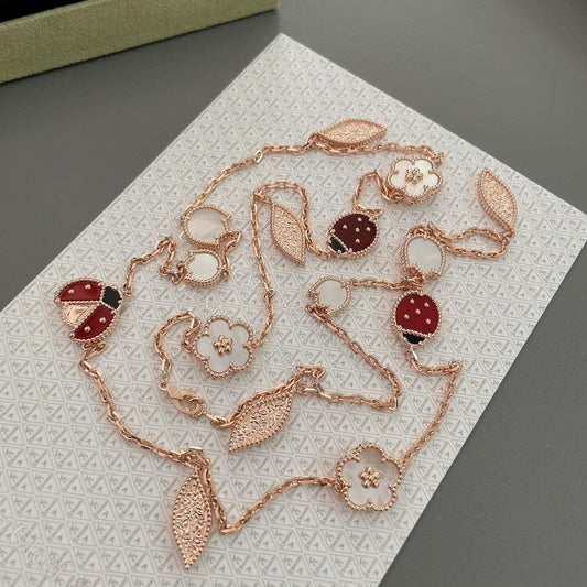 ¡®Aura Jewels¡¯LUCKY SPRING 15 MOTIFS ROSE GOLD NECKLACE