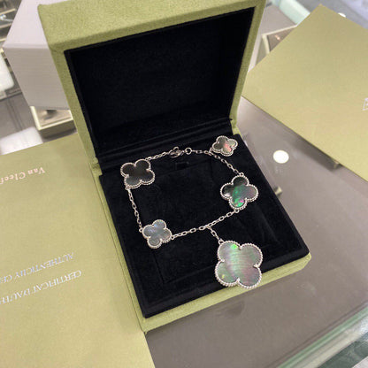 ¡®Aura Jewels¡¯CLOVER 5 MOTIFS SIVLER DARK MOP BRACELET