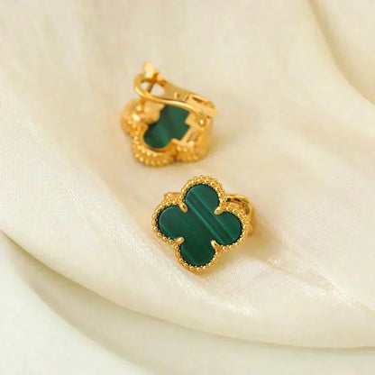 ¡®Aura Jewels¡¯CLOVER MEDIUM 1 MOTIFS MALACHITE  EARRINGS
