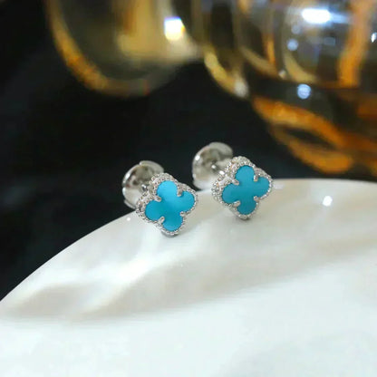¡®Aura Jewels¡¯CLOVER MINI 9.5MM ONYX STUD EARRINGS SILVER