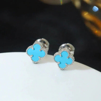 ¡®Aura Jewels¡¯CLOVER MINI 9.5MM ONYX STUD EARRINGS SILVER
