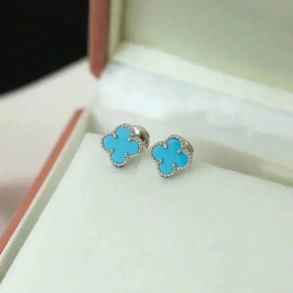 ¡®Aura Jewels¡¯CLOVER MINI 9.5MM ONYX STUD EARRINGS SILVER