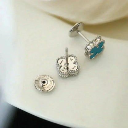 ¡®Aura Jewels¡¯CLOVER MINI 9.5MM ONYX STUD EARRINGS SILVER
