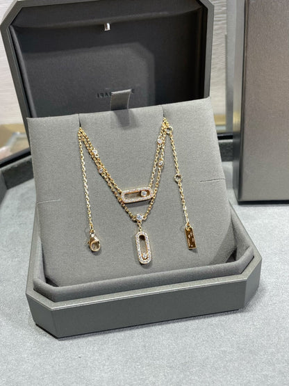 [Aura Jewels]MOVE 2 ROW DIAMOND NECKLACE