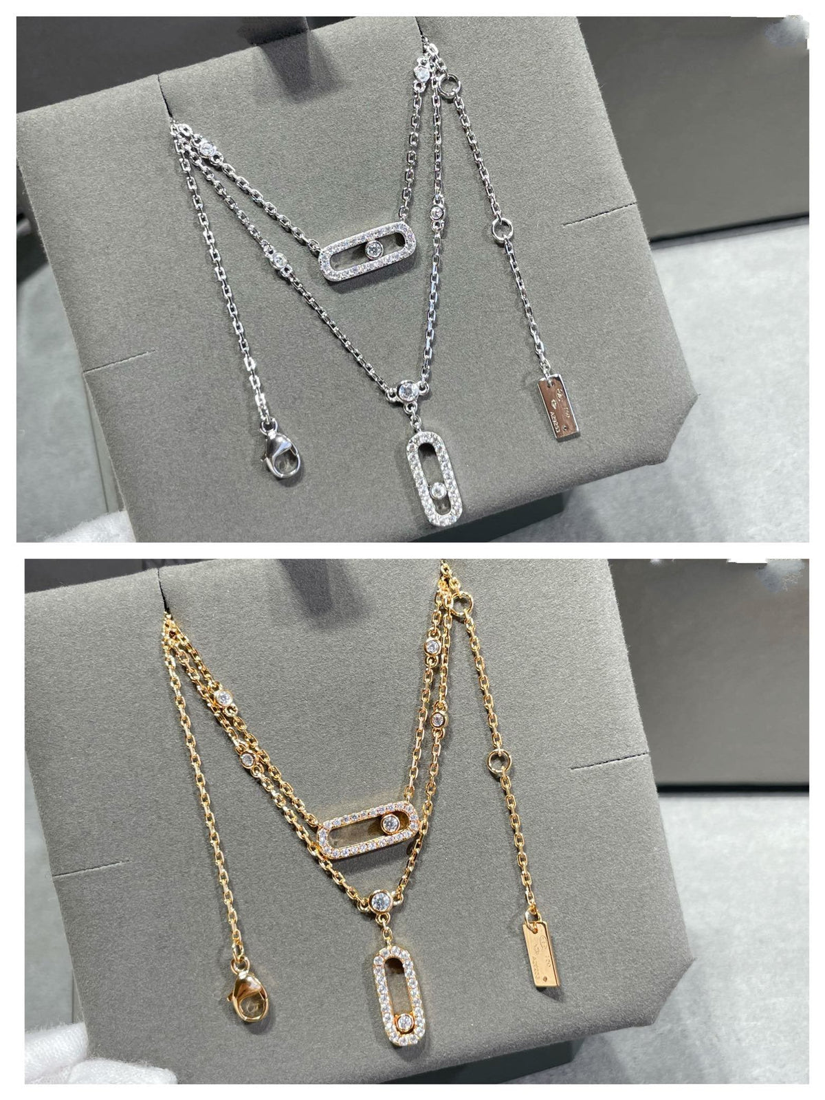 [Aura Jewels]MOVE 2 ROW DIAMOND NECKLACE