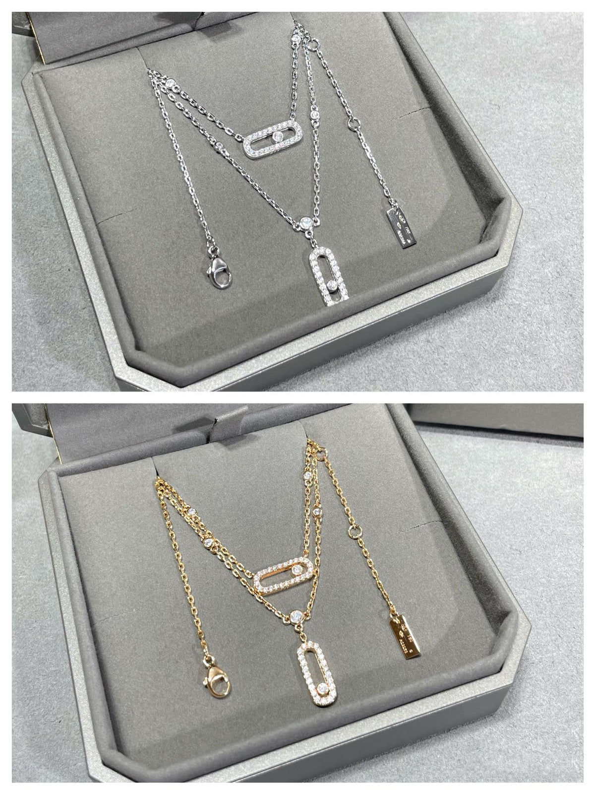 [Aura Jewels]MOVE 2 ROW DIAMOND NECKLACE