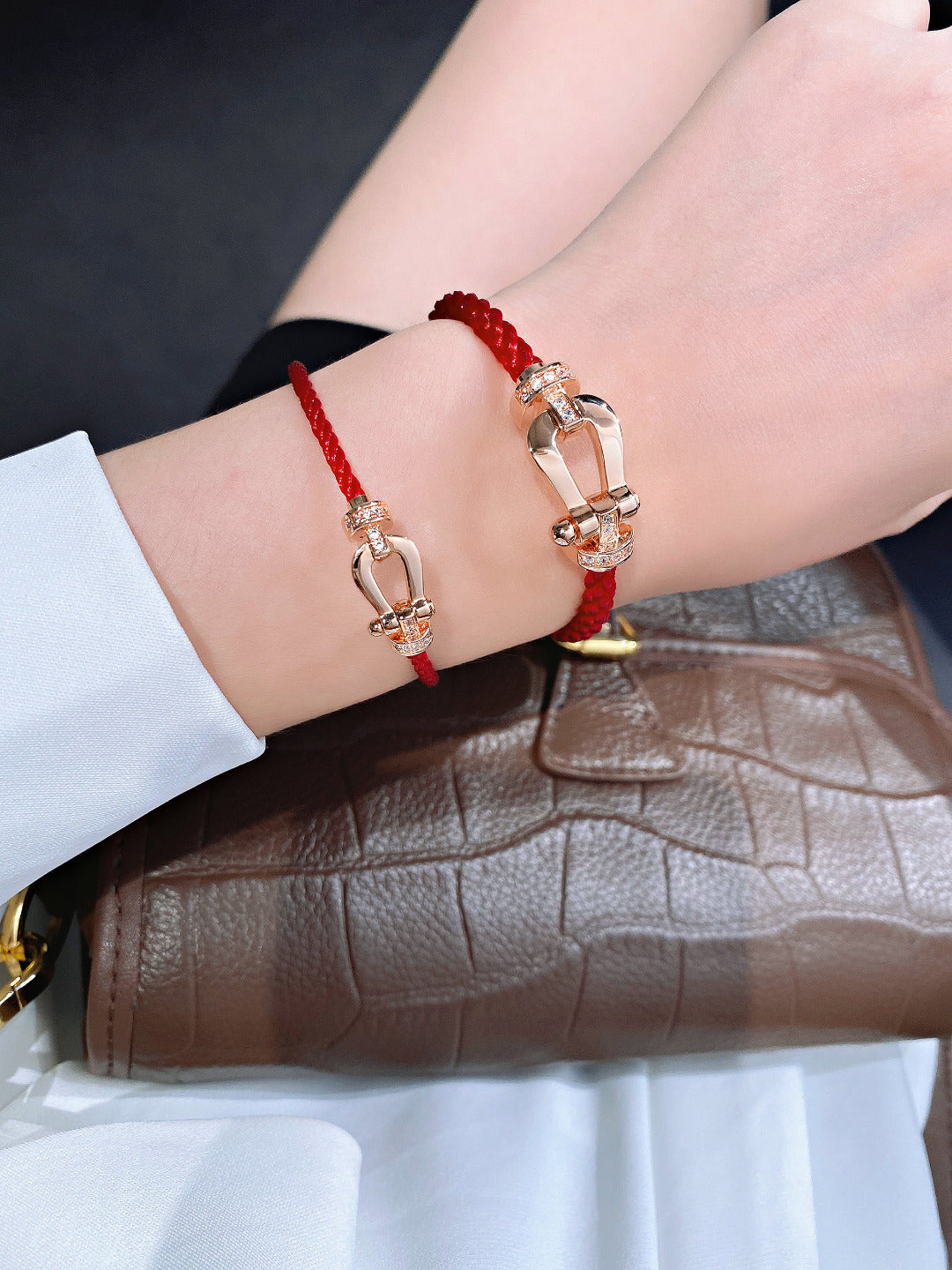 ¡®Aura Jewels¡¯FORCE 10 HALF DIAMOND PINK GOLD RED CORDERI LARGE AND MEDIUM MODEL