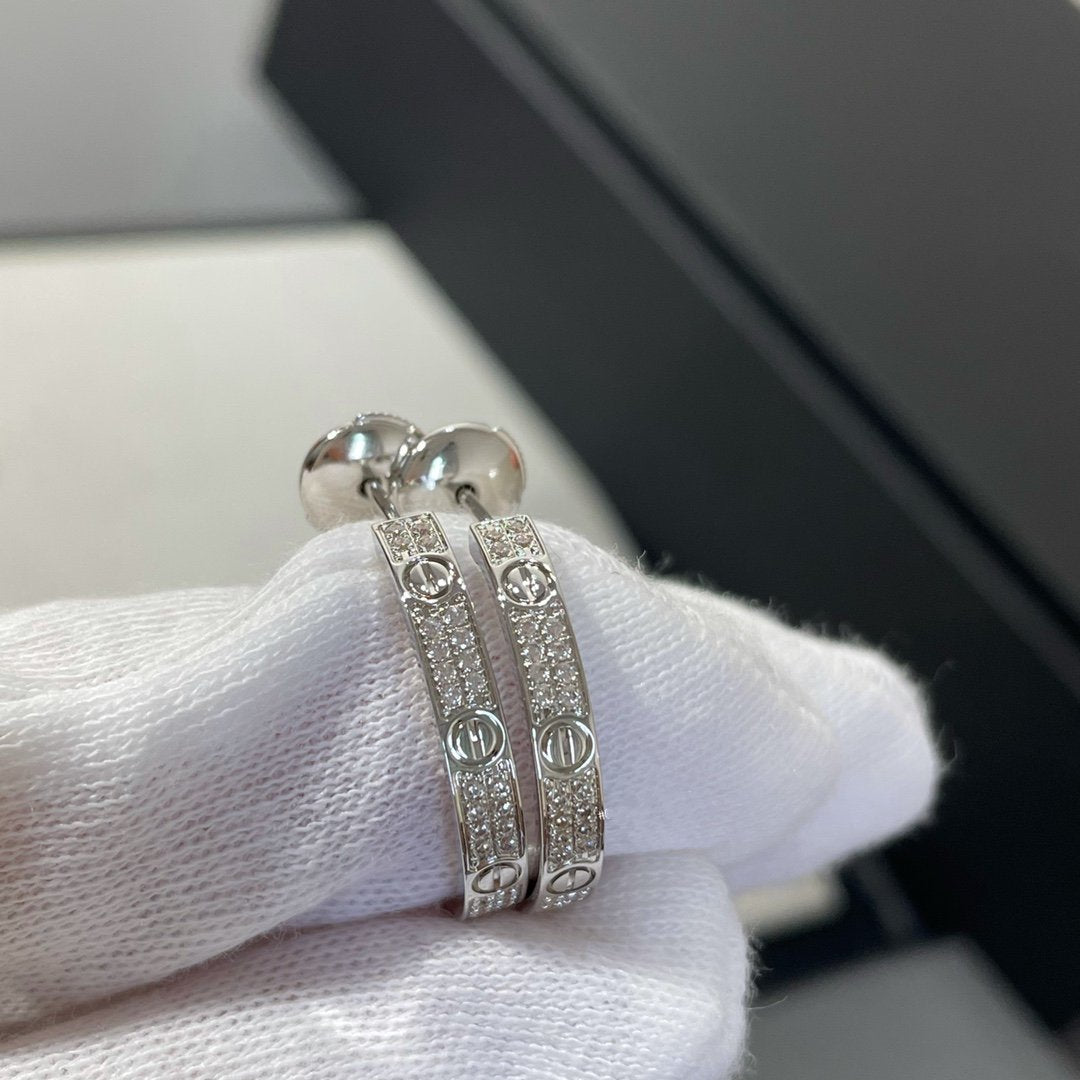 ¡®Aura Jewels¡¯LOVE DIAMOND SILVER HOOP EARRINGS
