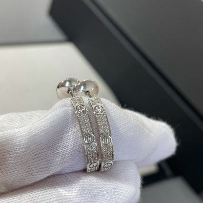 ¡®Aura Jewels¡¯LOVE DIAMOND SILVER HOOP EARRINGS