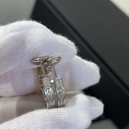 ¡®Aura Jewels¡¯LOVE DIAMOND SILVER HOOP EARRINGS