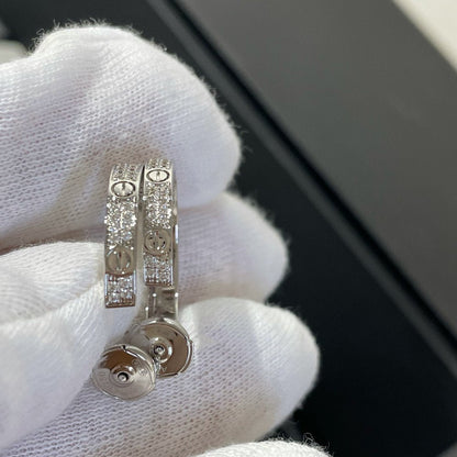 ¡®Aura Jewels¡¯LOVE DIAMOND SILVER HOOP EARRINGS