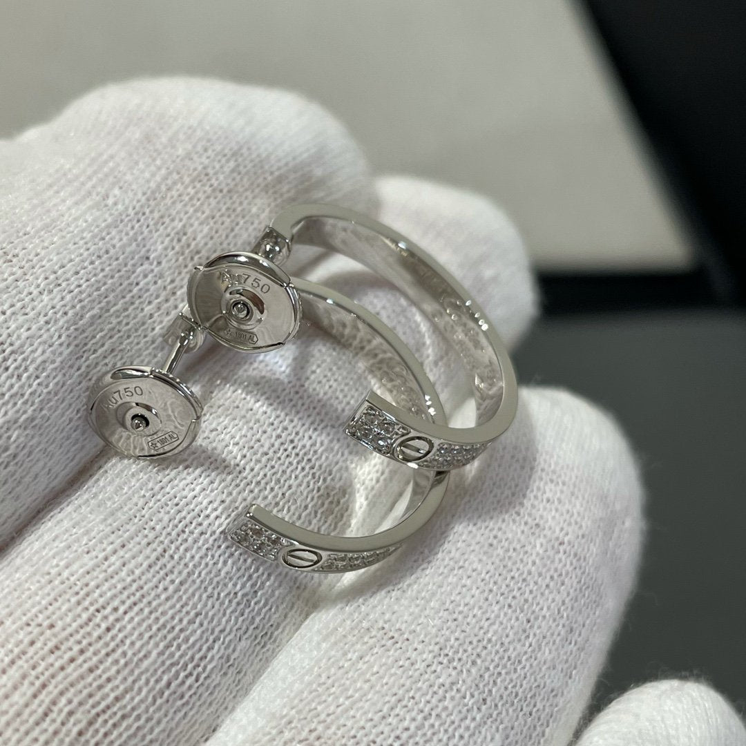 ¡®Aura Jewels¡¯LOVE DIAMOND SILVER HOOP EARRINGS