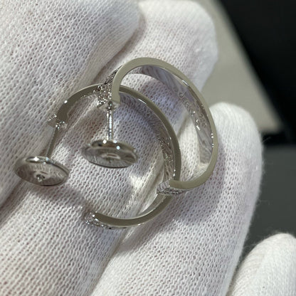 ¡®Aura Jewels¡¯LOVE DIAMOND SILVER HOOP EARRINGS