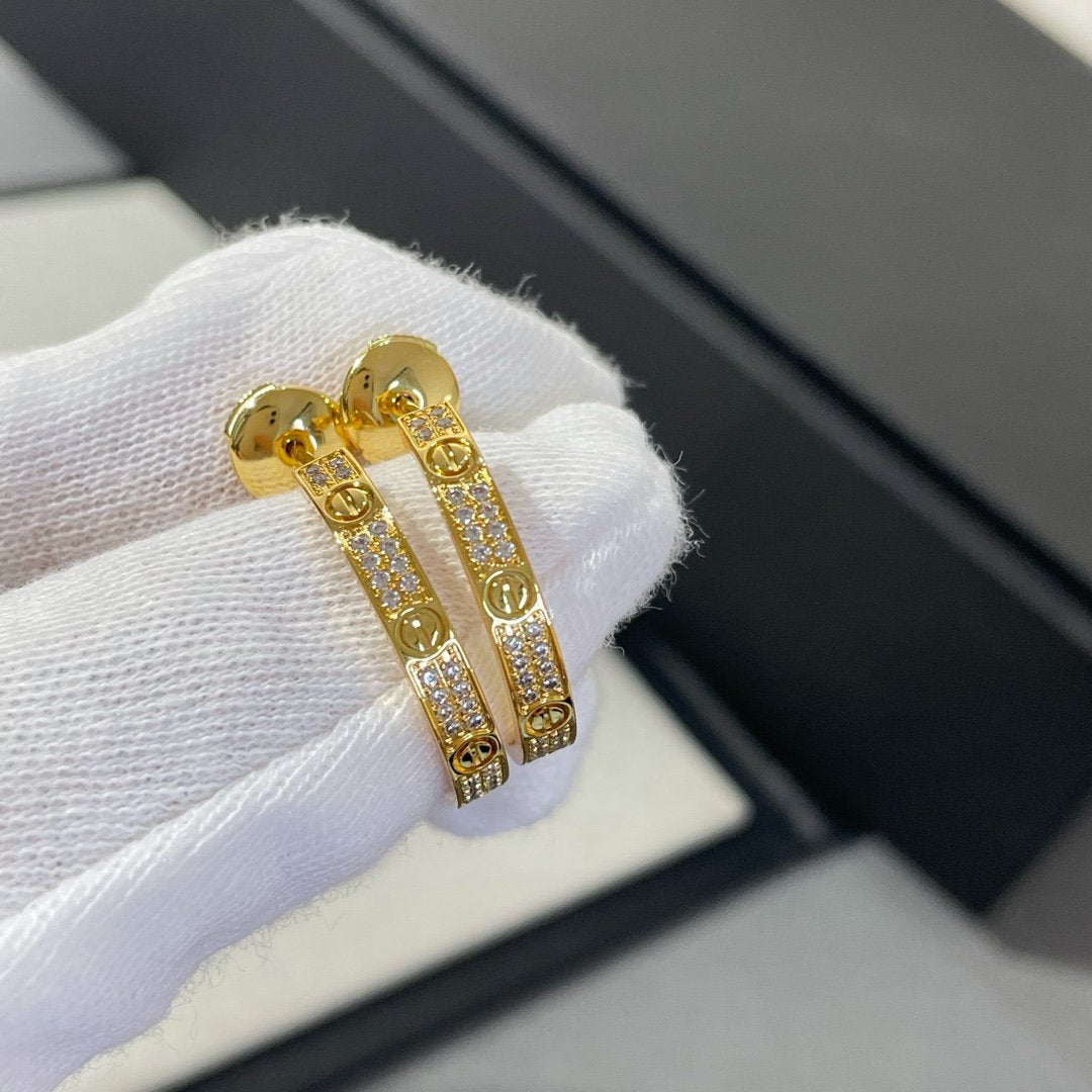 ¡®Aura Jewels¡¯LOVE DIAMOND GOLD HOOP EARRINGS