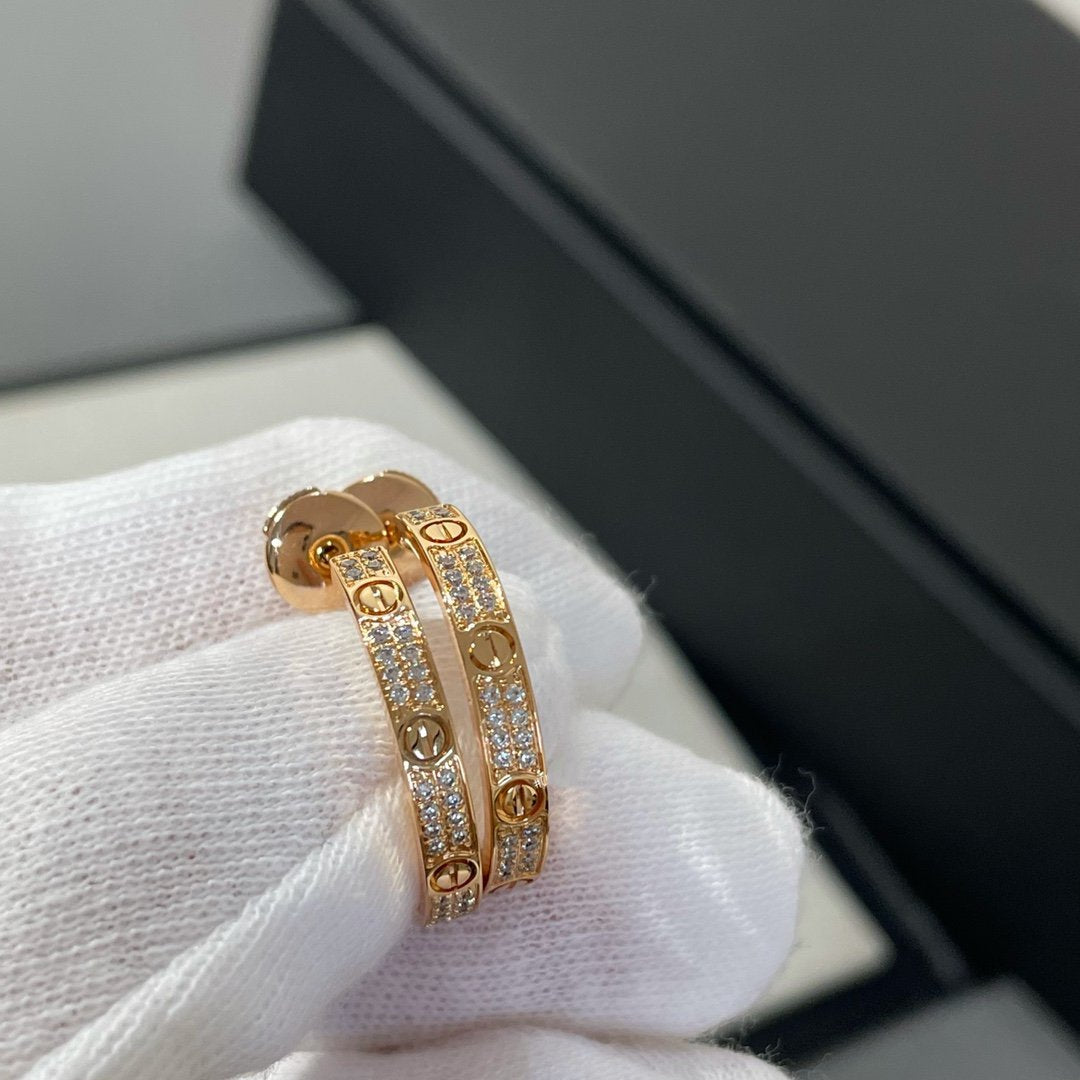 ¡®Aura Jewels¡¯LOVE DIAMOND PINK GOLD HOOP EARRINGS