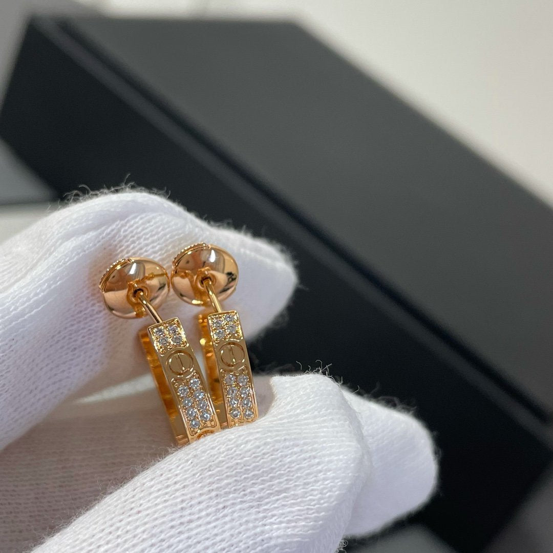 ¡®Aura Jewels¡¯LOVE DIAMOND PINK GOLD HOOP EARRINGS
