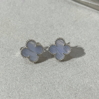 ¡®Aura Jewels¡¯CLOVER CHALCEDONY SILVER STUD EARRINGS