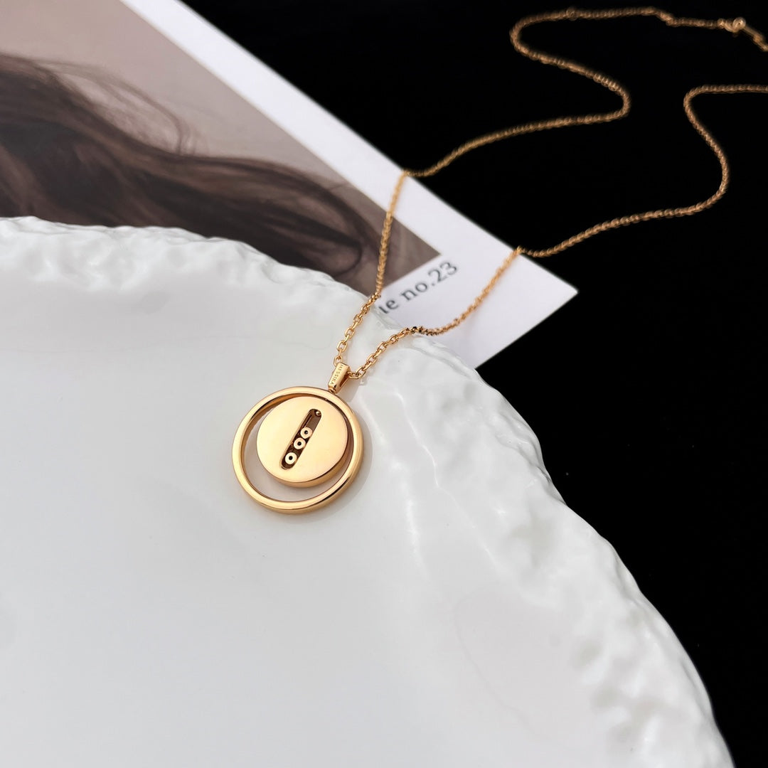[Aura Jewels]LUCKY MOVE MOP PINK GOLD NECKLACE