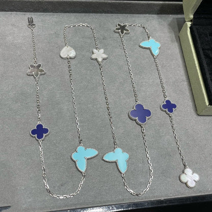 ¡®Aura Jewels¡¯LUCKY CLOVER SILVER 11 MOTIF NECKLACE