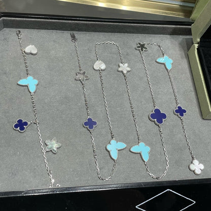 ¡®Aura Jewels¡¯LUCKY CLOVER SILVER 11 MOTIF NECKLACE