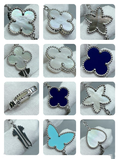 ¡®Aura Jewels¡¯LUCKY CLOVER SILVER 11 MOTIF NECKLACE