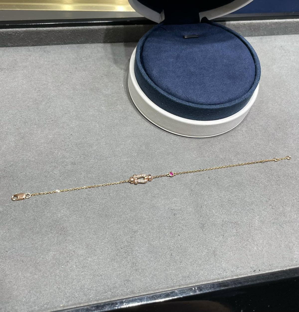 ¡®Aura Jewels¡¯FORCE 10 DIAMOND CHAIN LINK PINK GOLD BRACELET