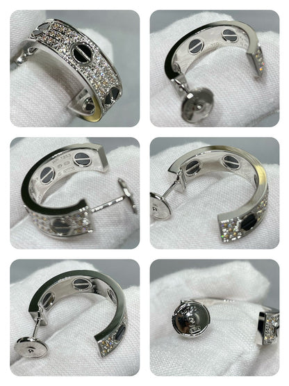 ¡®Aura Jewels¡¯LOVE CERAMIC DIAMOND PAVED SILVER EARRINGS