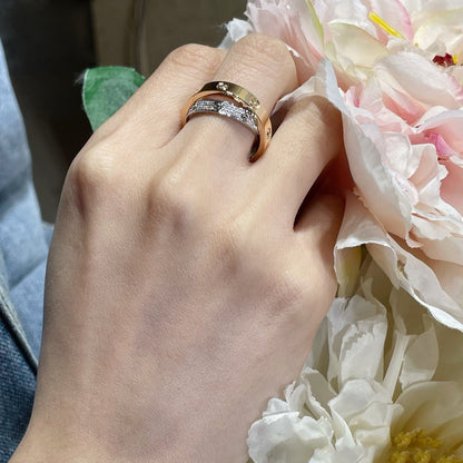 ¡®Aura Jewels¡¯LOVE PINK GOLD SILVER DIAMOND DOUBLE RING
