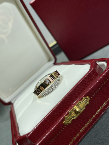 ¡®Aura Jewels¡¯LOVE PINK GOLD SILVER DIAMOND DOUBLE RING