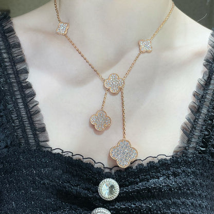 ¡®Aura Jewels¡¯CLOVER 6 MOTIF DIAMOND PAVED NECKLACE