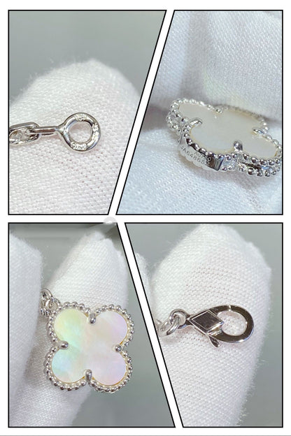 ¡®Aura Jewels¡¯CLOVER 5 MOTIF WHITE MOP SILVER BRACELET