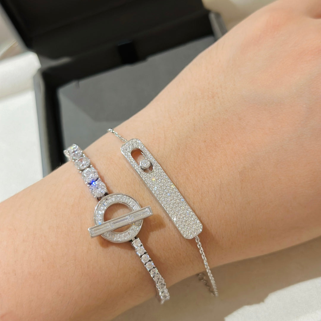 [Aura Jewels]MOVE CLASSIQUE DIAMOND PAVED BRACELET(Adjustable)