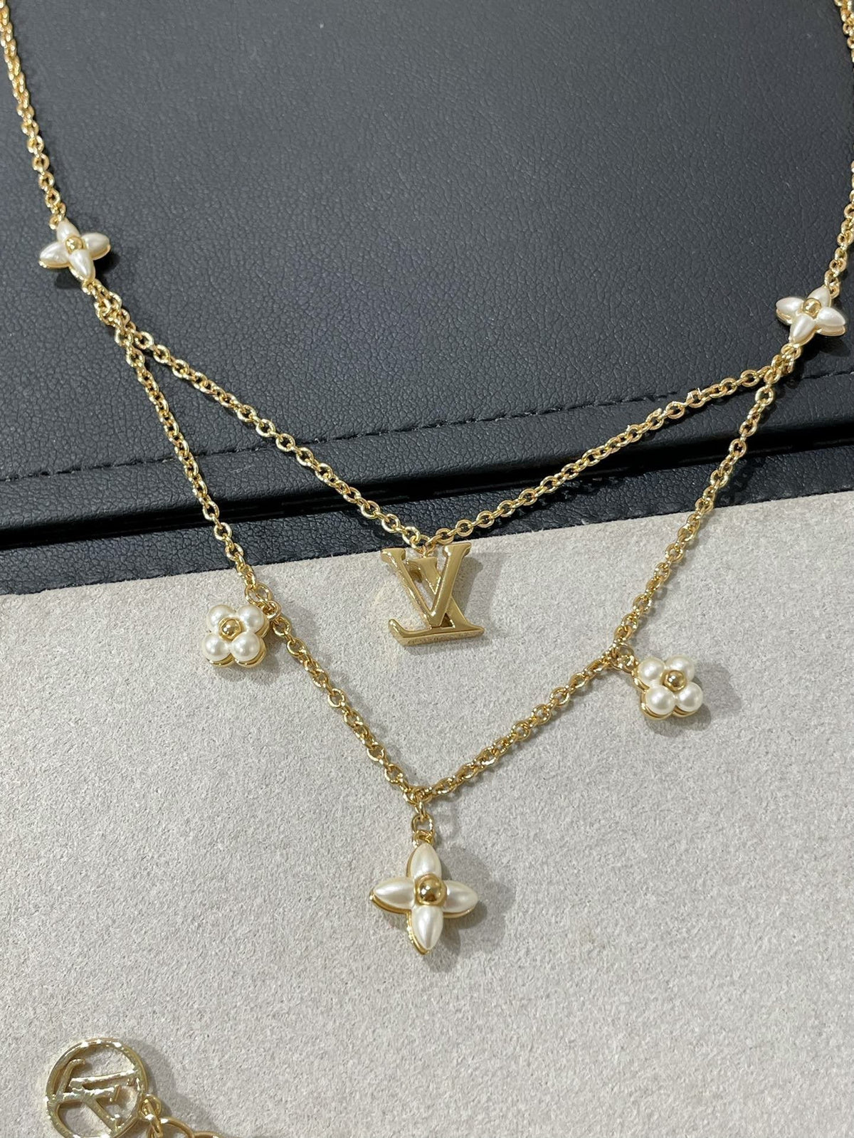 ¡®Aura Jewels¡¯FLOWERGRAM GOLD MOP DOUBLE ROW NECKLACE
