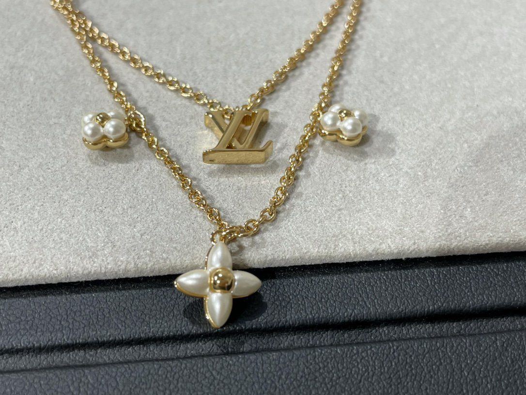 ¡®Aura Jewels¡¯FLOWERGRAM GOLD MOP DOUBLE ROW NECKLACE