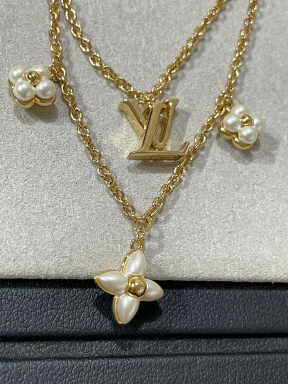 ¡®Aura Jewels¡¯FLOWERGRAM GOLD MOP DOUBLE ROW NECKLACE