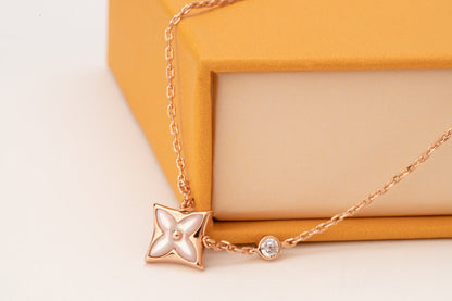 ¡®Aura Jewels¡¯STAR PINK MOP 1 DIAMOND PINK GOLD NECKLACE