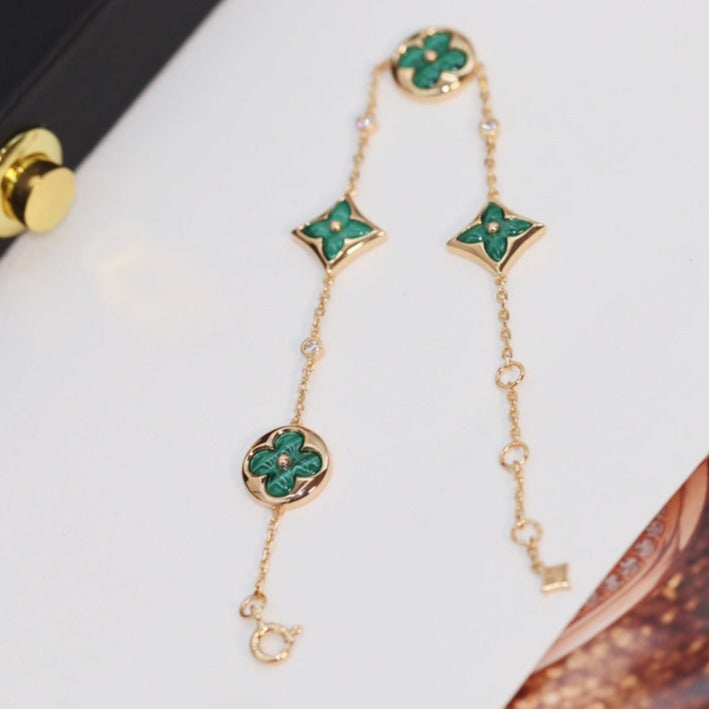 ¡®Aura Jewels¡¯STAR AND SUN 4 MOTIF PINK GOLD MALACHITE BRACELET