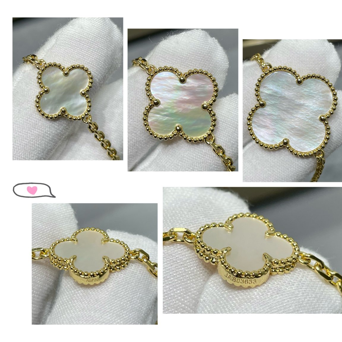 ¡®Aura Jewels¡¯CLOVER 16 MOTIF WHITE MOP GOLD NECKLACE
