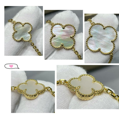 ¡®Aura Jewels¡¯CLOVER 16 MOTIF WHITE MOP GOLD NECKLACE