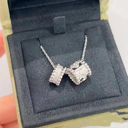 ¡®Aura Jewels¡¯PERLEE DOUBLE PENDANT SILVER DIAMOND NECKLACE