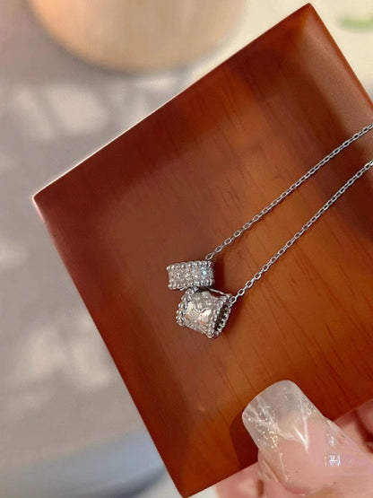 ¡®Aura Jewels¡¯PERLEE DOUBLE PENDANT SILVER DIAMOND NECKLACE