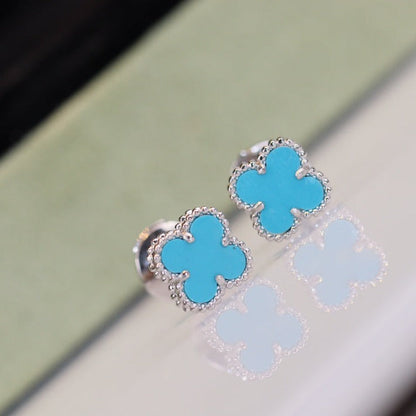 ¡®Aura Jewels¡¯CLOVER MINI TURQUOISE SILVER STUD EARRINGS