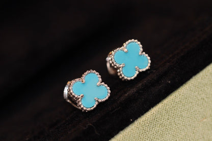 ¡®Aura Jewels¡¯CLOVER MINI TURQUOISE SILVER STUD EARRINGS