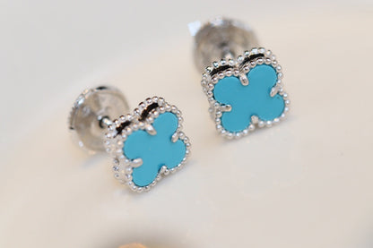 ¡®Aura Jewels¡¯CLOVER MINI TURQUOISE SILVER STUD EARRINGS