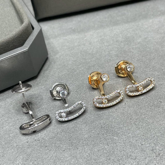 [Aura Jewels]MOVE UNO PINK GOLD DIAMOND EARRINGS