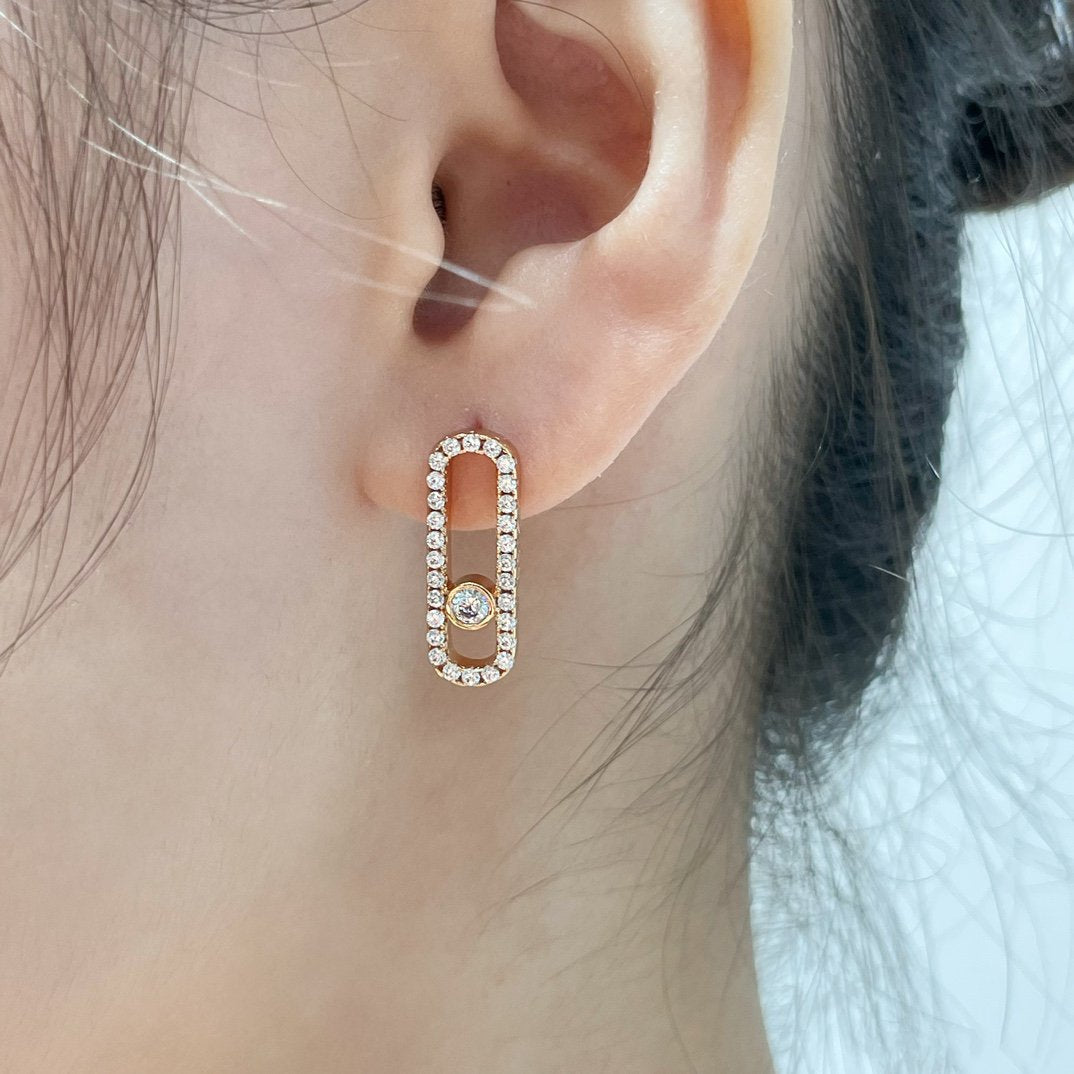 [Aura Jewels]MOVE UNO STUD DIAMOND PAVED EARRINGS