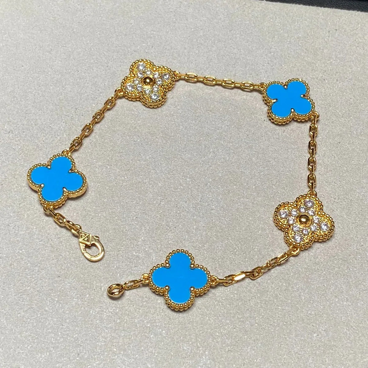 [Aura Jewels]New CLOVER 5 MOTIF BLUE AGATE BRACELET COLLECTION