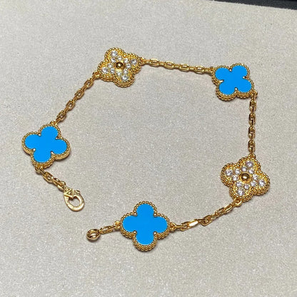 [Aura Jewels]New CLOVER 5 MOTIF BLUE AGATE BRACELET COLLECTION
